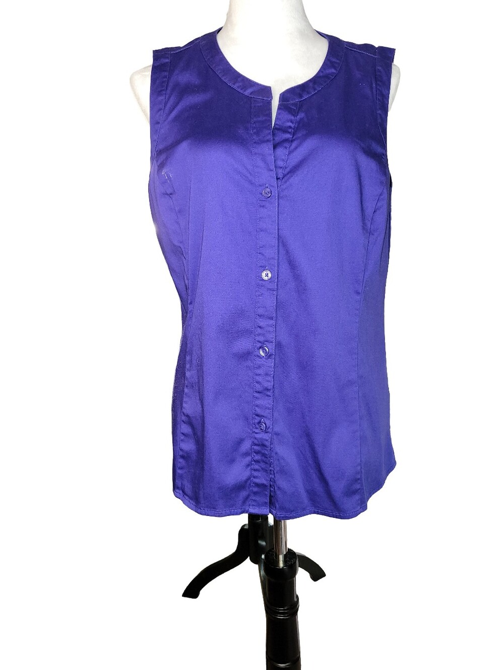 212 Collection Bright Royal Blue Sleeveless V-neck Button Down Top Size Large